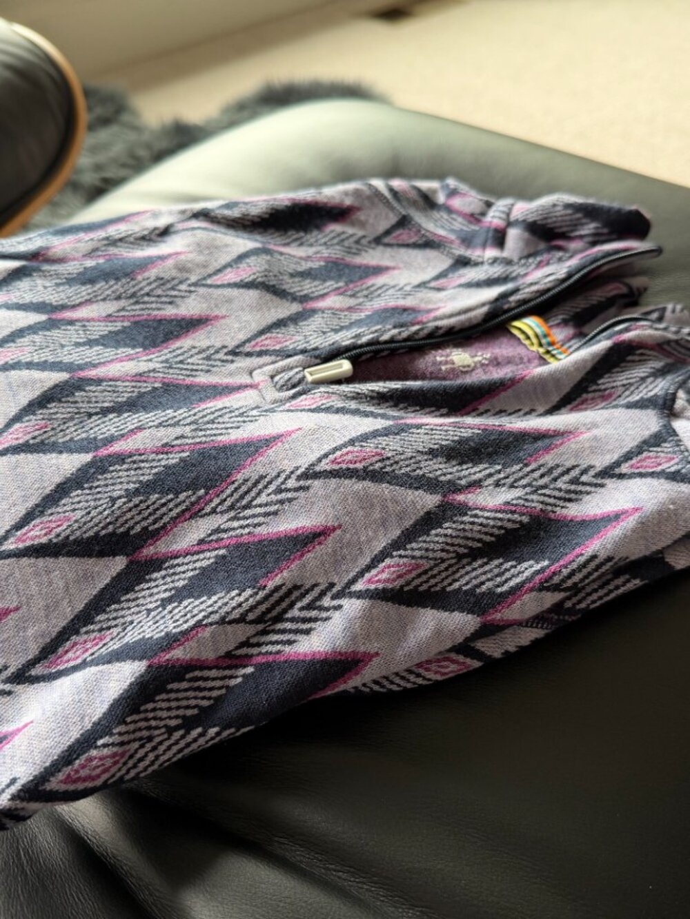 Smartwool Women's Size S Merino 250 Base Layer 1/4 Zip Pullover, Purple Pattern - Picture 3 of 3